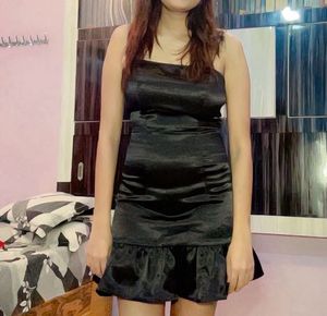 Black Satin Mini Dress