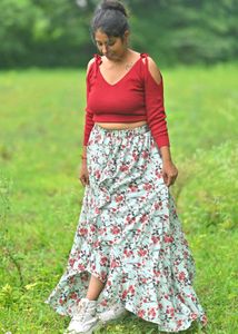 Beauty Floral Ruffle Maxi Skirt