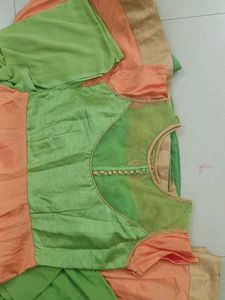 Peach &amp; Green Anarkali Dress