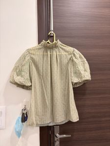 Italian Green Puff Sleeve Top