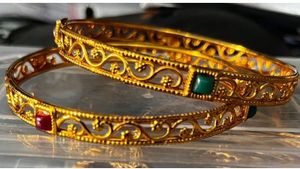 Beautiful Gold Bangles And Daily Wear Red Bangle