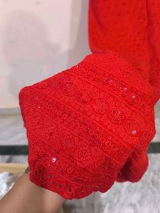 Red chikankari kurti