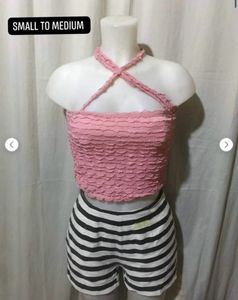 Pink Halter Crop Top