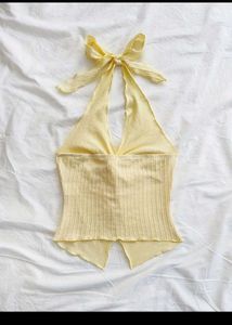 Yellow Knot detailed halter neck