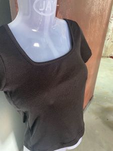 Black Square Neck Top