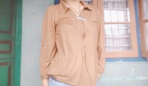 Y2k Brown Half Zipped Top