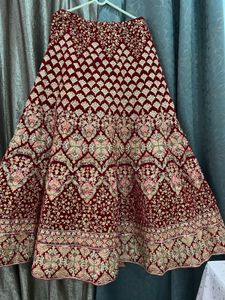 Elegant Maroon Velvet Lehenga Skirt