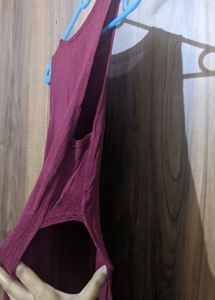 Maroon Overalls - Crop Top