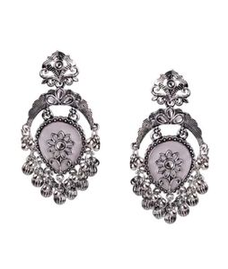 Silver Tone Floral Drop Earrings