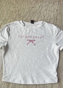 Aesthetic ‘I’m Just A Girl’ Body Fit Top 💅🏻.
