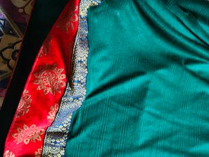 Green Red Saree With Blouse
