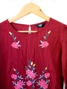 Maroon Floral Top