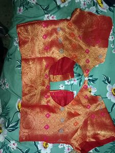 Red &amp; Gold Brocade Blouse