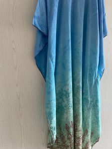 Blue Patterned Kaftan Dress