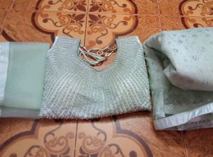 Pastel Green Lahenga Choli Sleevs Attached