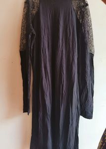 Beautiful Balck One Piece Dress With Net Pattern
