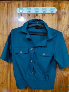 Stylish Teal Top/Denim crop