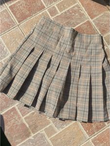 Pleated Plaid Mini Skirt