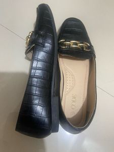 Black Loafers with Gold Detail