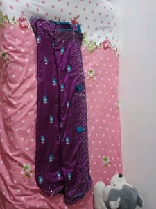 Purple Embroidered Saree