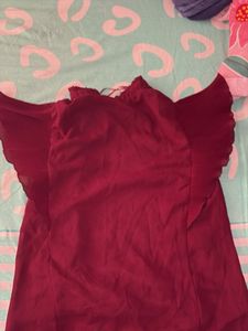 Burgundy Bow Tie Blouse