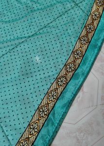 Navy Blue Embroidered Net 2 Color Saree