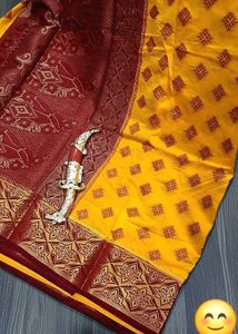 Elegant Yellow banarasi silk saree