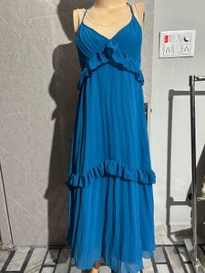 Blue Ruffle Maxi Dress