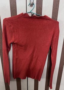 Orange Ribbed Top
