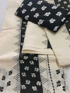 set mundu with blouse pure cotton