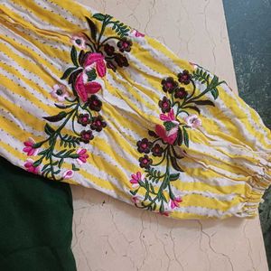 Embroidered top n Paper Bag Pants Party Dress