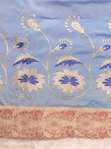 Embroidery Work Silk Saree With Blouse