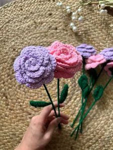 Handmade Crochet Red Rose Bouquet