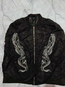 Dragon Embroidered Bomber Jacket