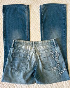 Thrift Bootcut Jeans With Embroidery 👖