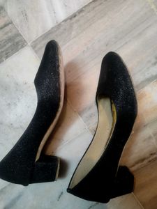 Black Sparkle Block Heels