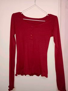Red Long Sleeve Top