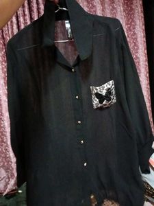 Silk Black Shirt For Girls