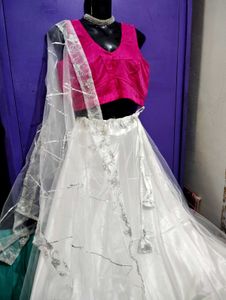 Party Wear  Lehenga  with Pink Blouse Dupatta