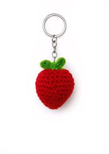 Homemade Crochet strawberry keychain