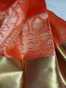 Orange Banarasi Silk Saree