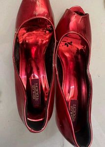 Metallic Heels Red 4 Inch Heel