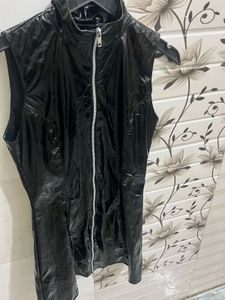 Sleek leather Black Dress