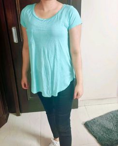 Splendid Women Green Cotton Mix Pocket Tshirt
