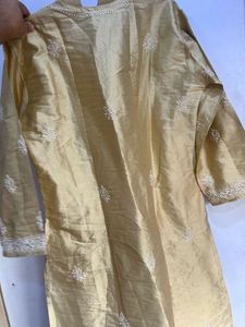 Golden Silk Kind Of Chikankari Lucknowi Kurta