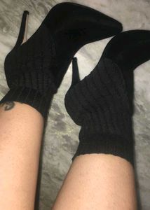 Black Knit Heeled Booties