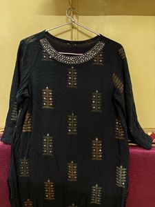 Navy Blue Embroidered Tunic Kurta❤️