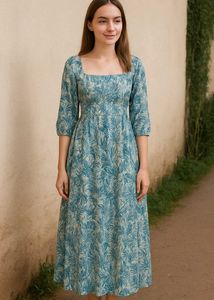 Tropical Print Smocked Dress