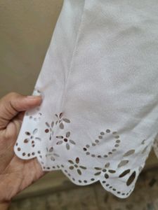 PRICE DROP!!!Pearl And beads White Top With Cutout