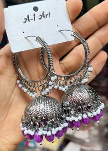 Jhumkas With Colourful Beads